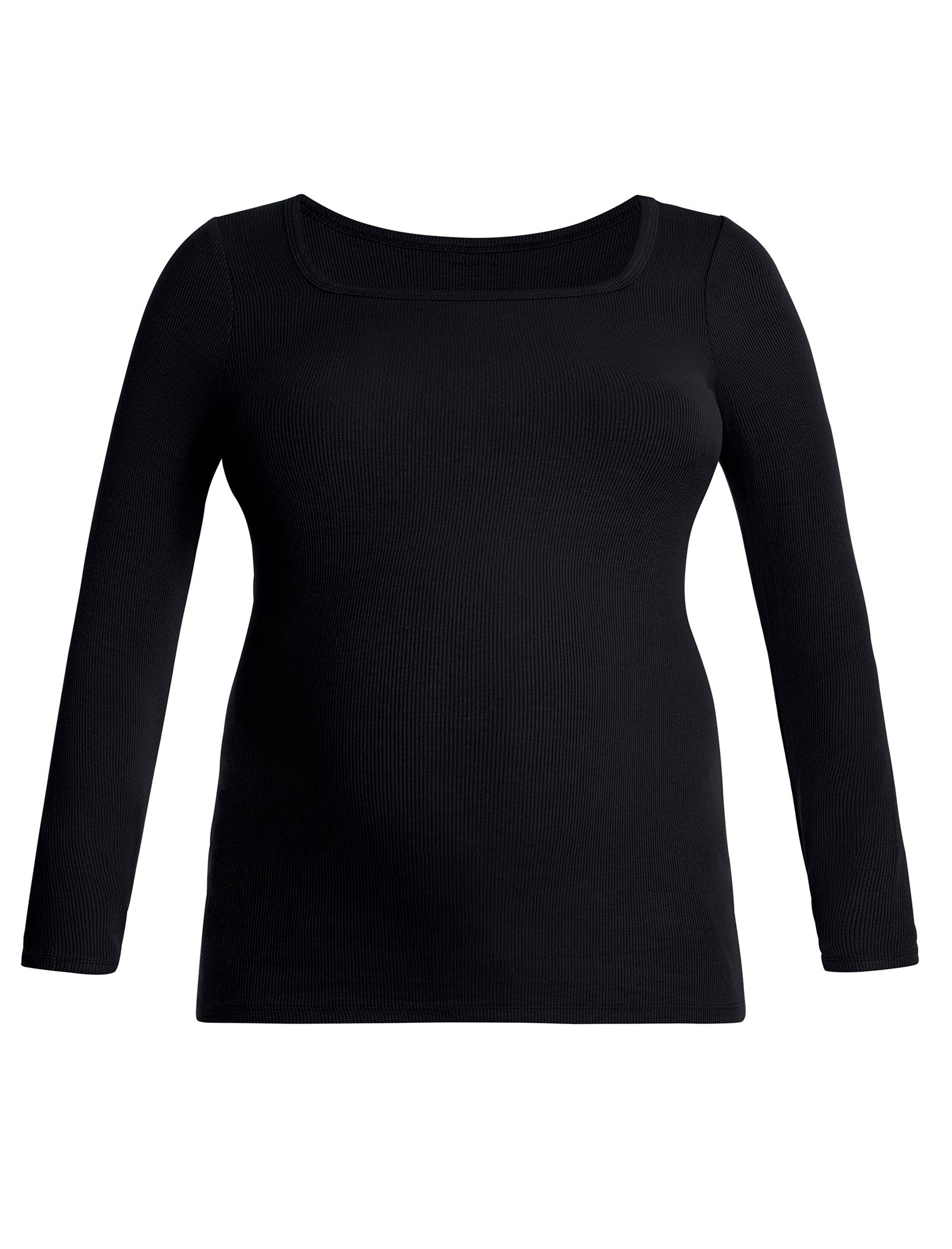 Long Sleeve Rib Knit Square Neck Tee