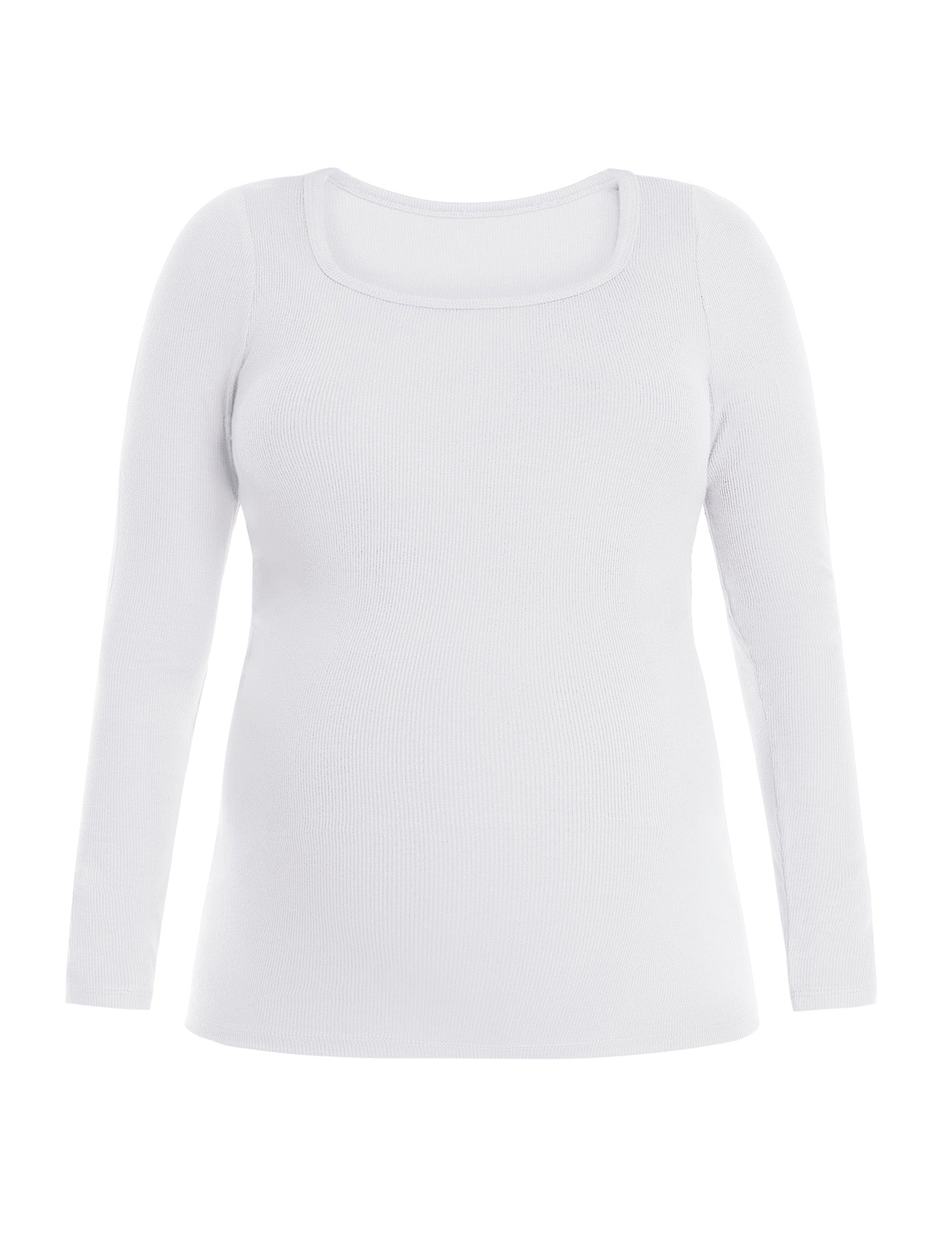 Long Sleeve Rib Knit Square Neck Tee