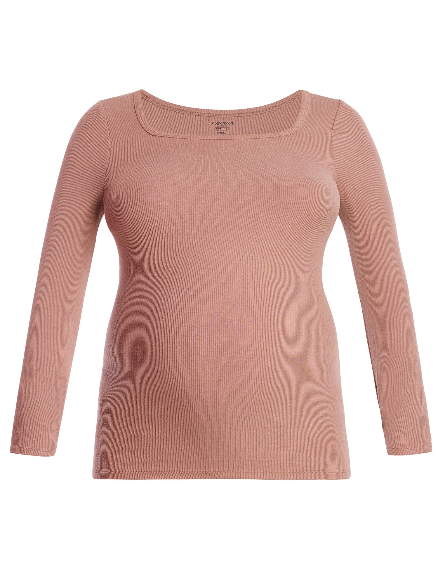 Long Sleeve Rib Knit Square Neck Tee