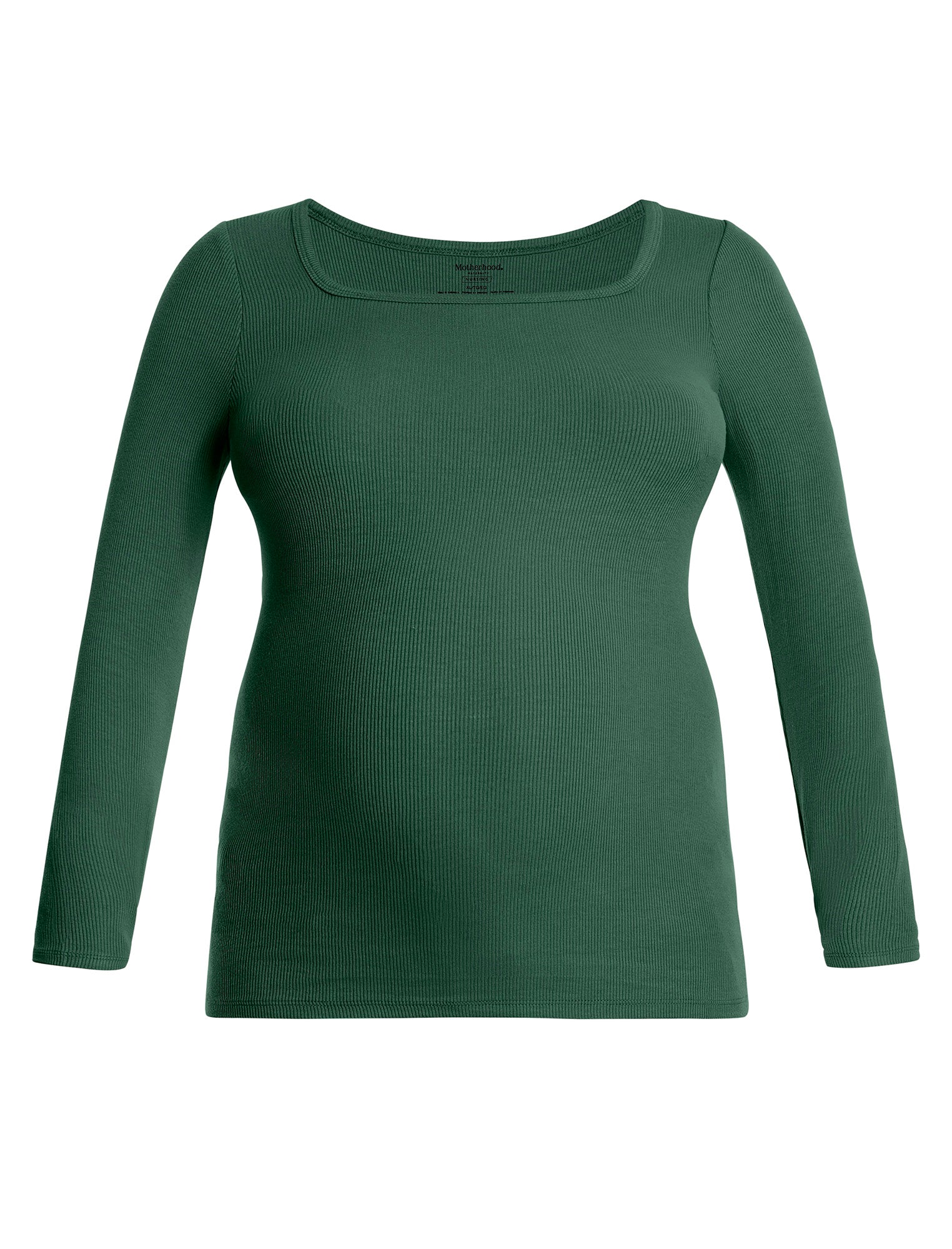 Long Sleeve Rib Knit Square Neck Tee