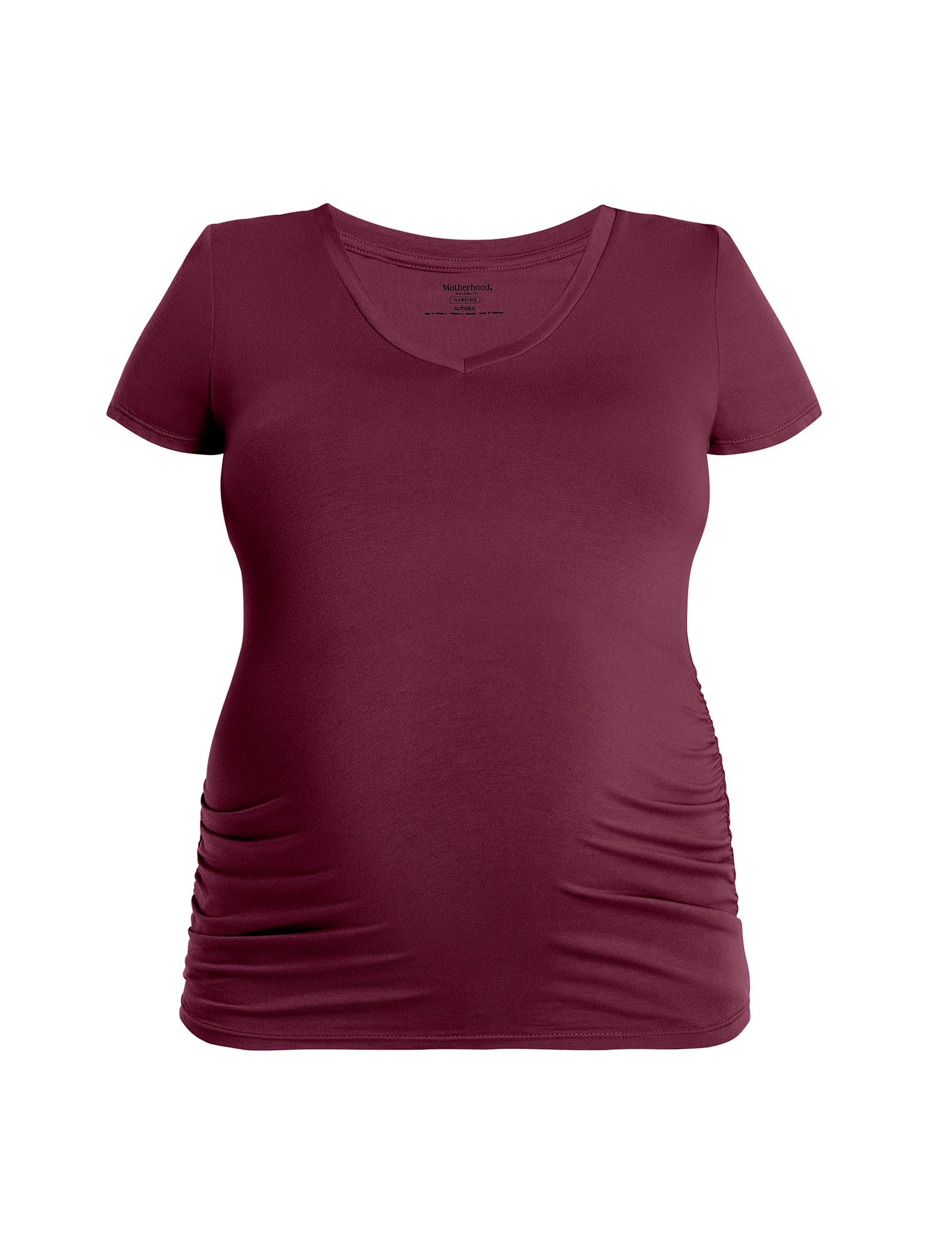 Side Ruched Short Sleeve V-Neck  Maternity Tee