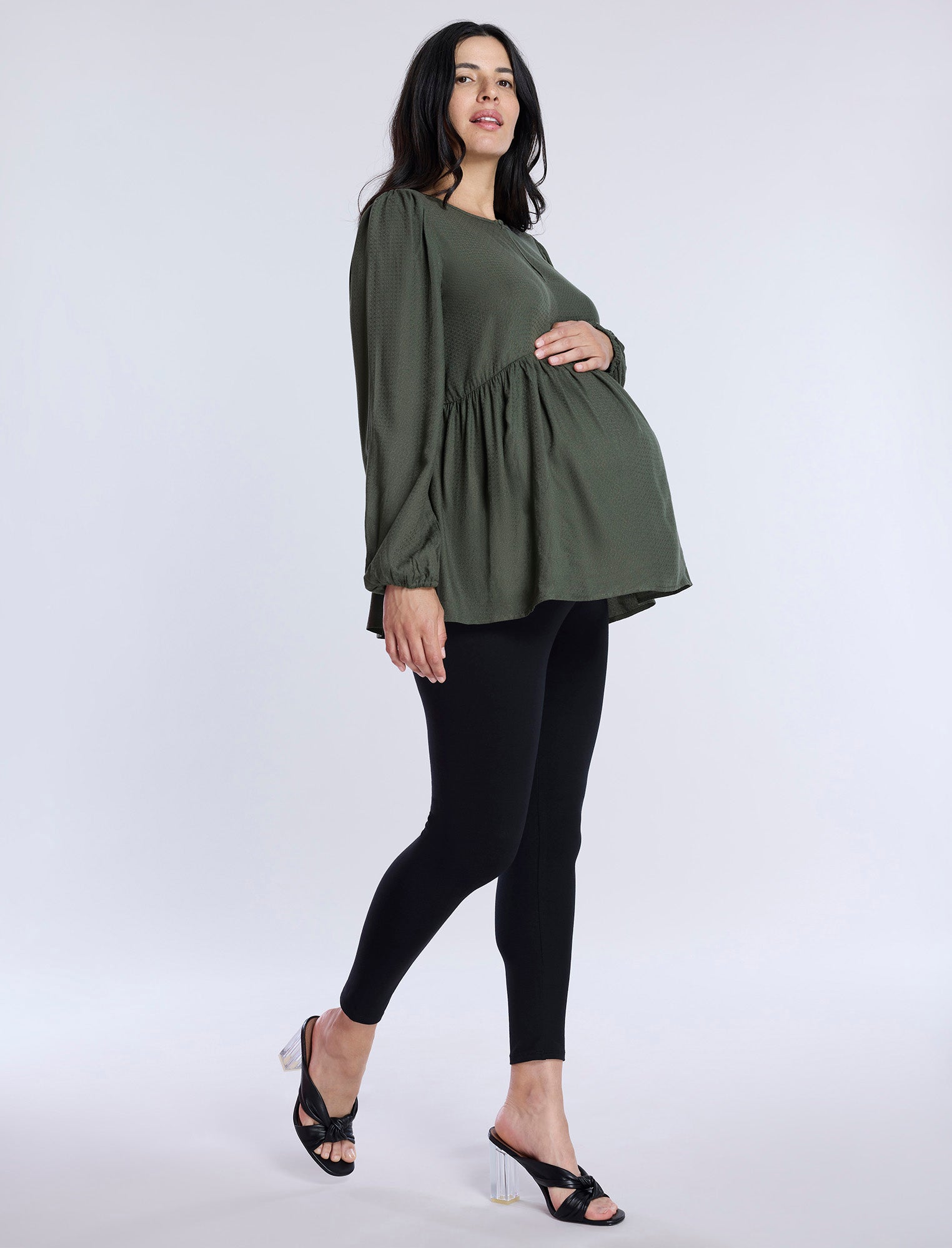 Long Sleeve Keyhole Blouse