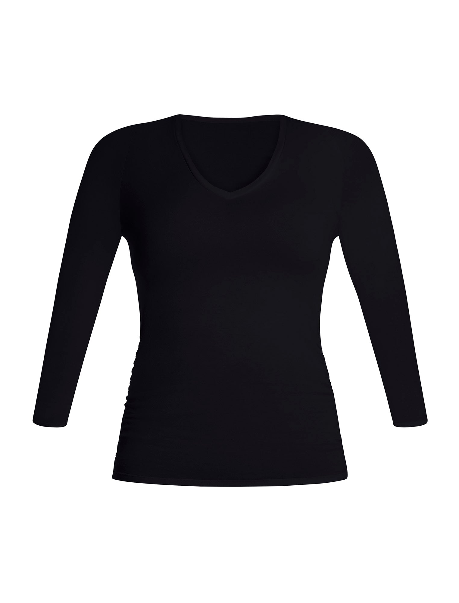 Side Ruched Long Sleeve V-Neck Maternity Tee