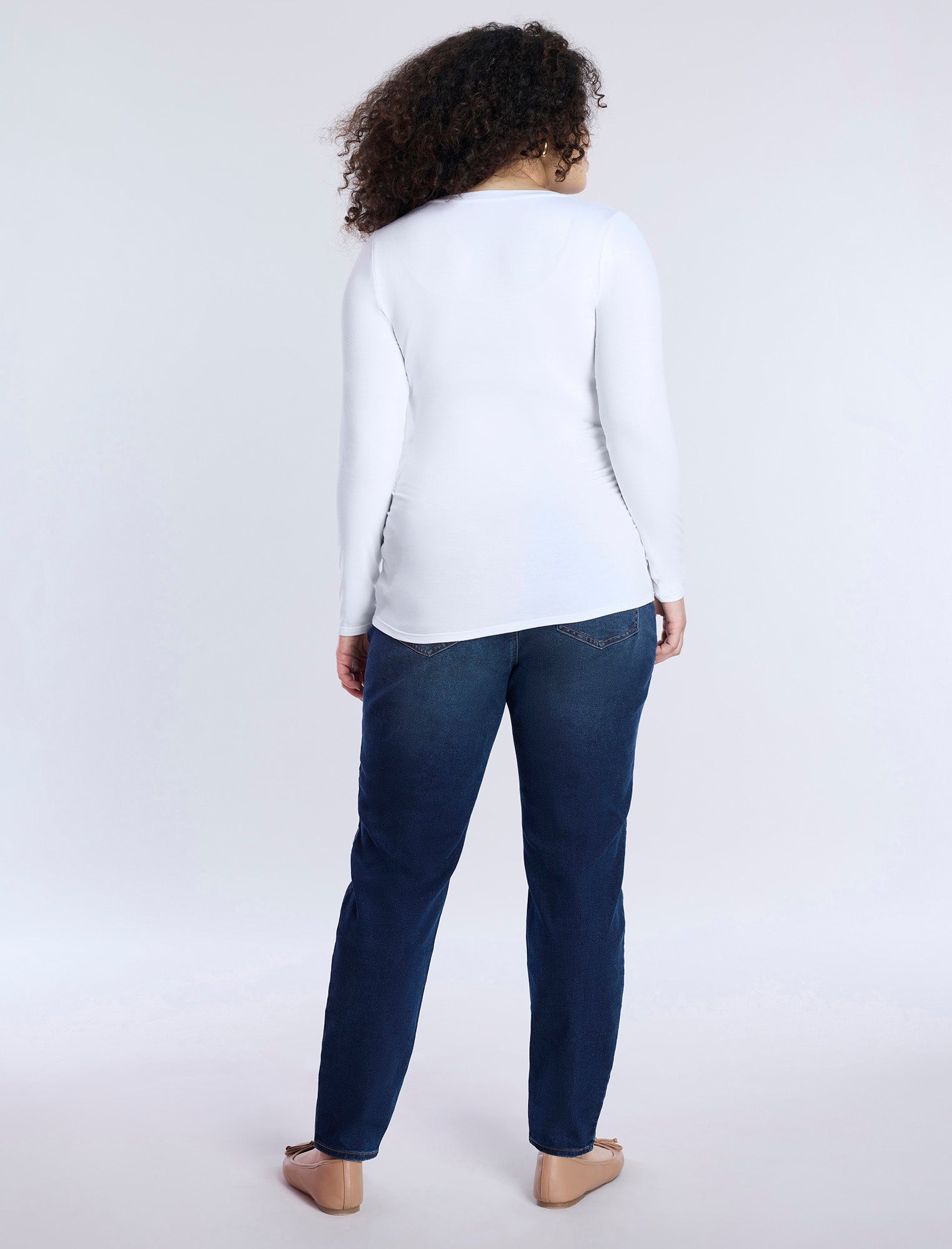 Side Ruched Long Sleeve V-Neck Maternity Tee