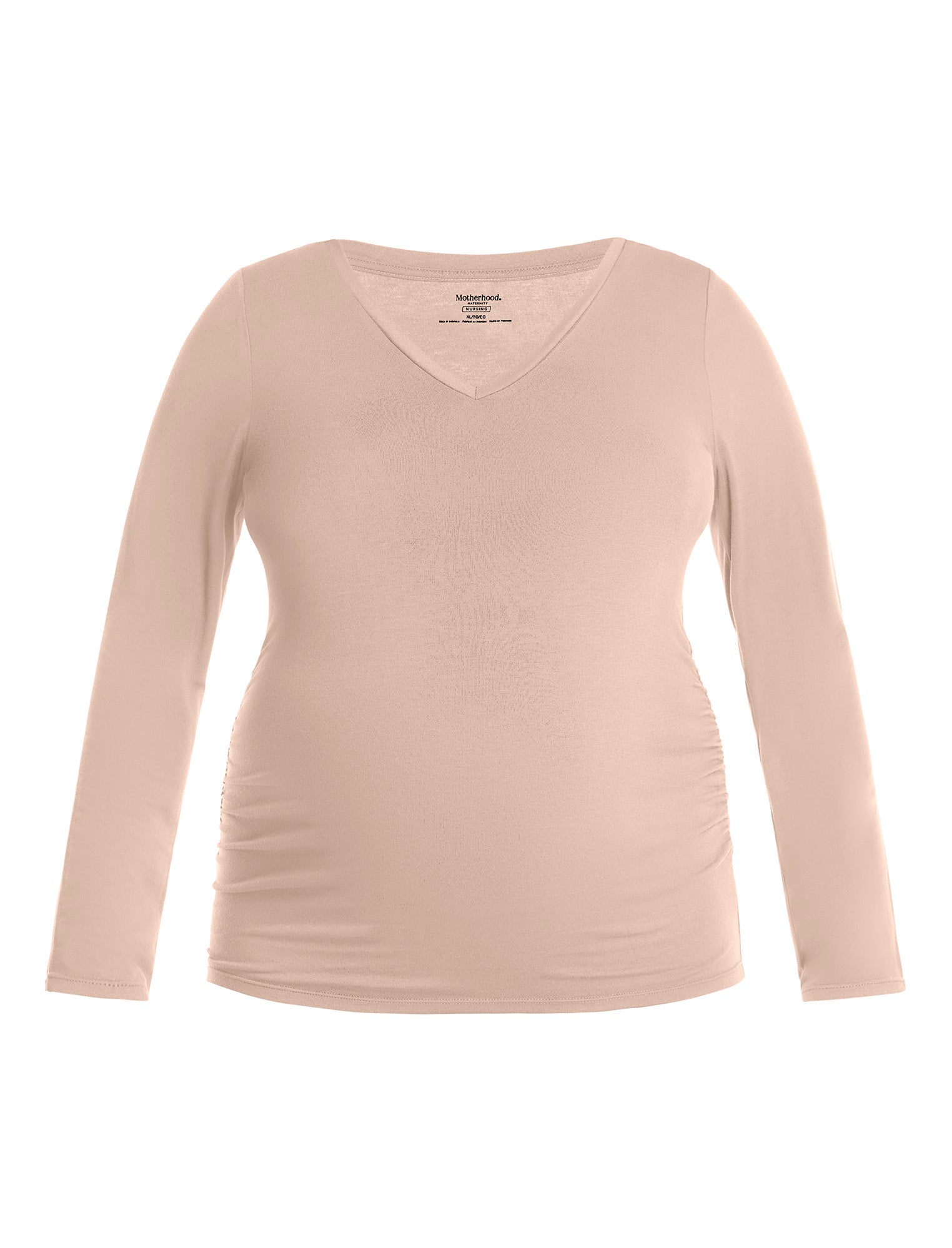 Side Ruched Long Sleeve V-Neck Maternity Tee