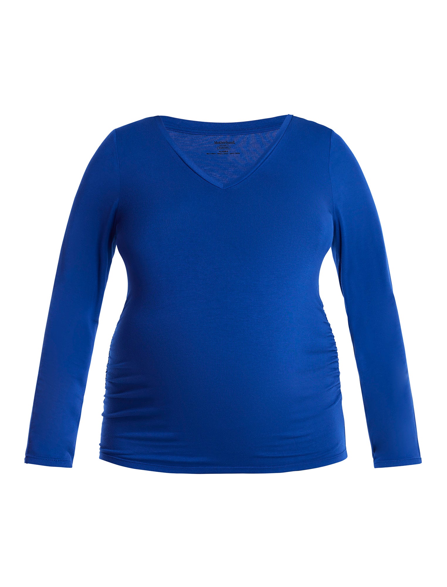 Side Ruched Long Sleeve V-Neck Maternity Tee