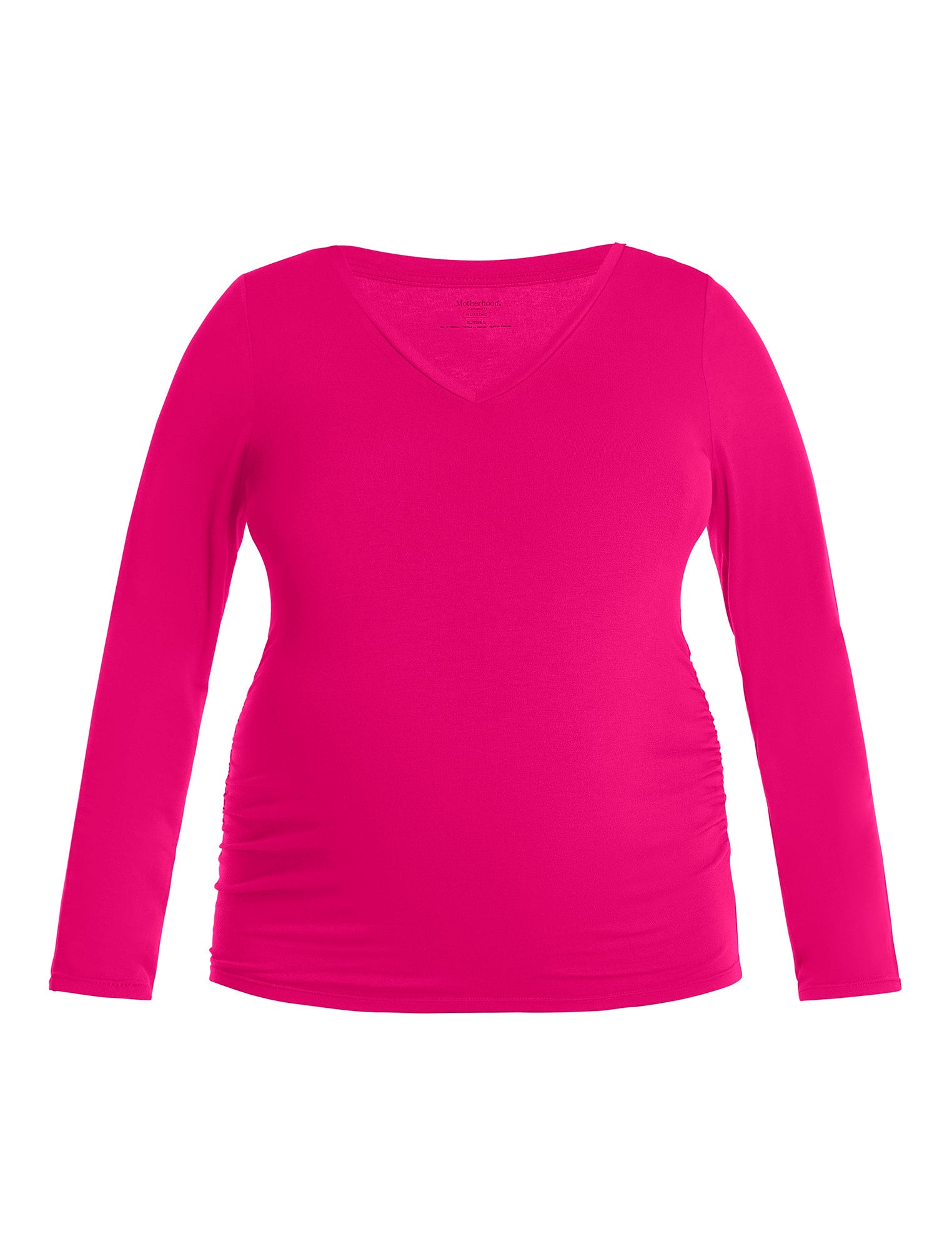 Side Ruched Long Sleeve V-Neck Maternity Tee