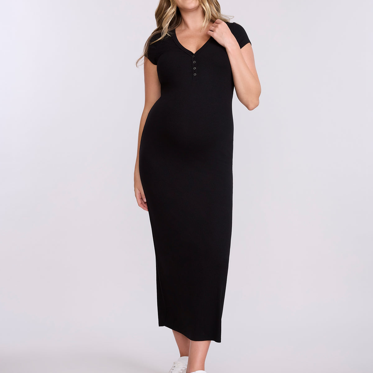 Maternity Henley Bodycon Maxi Dress
