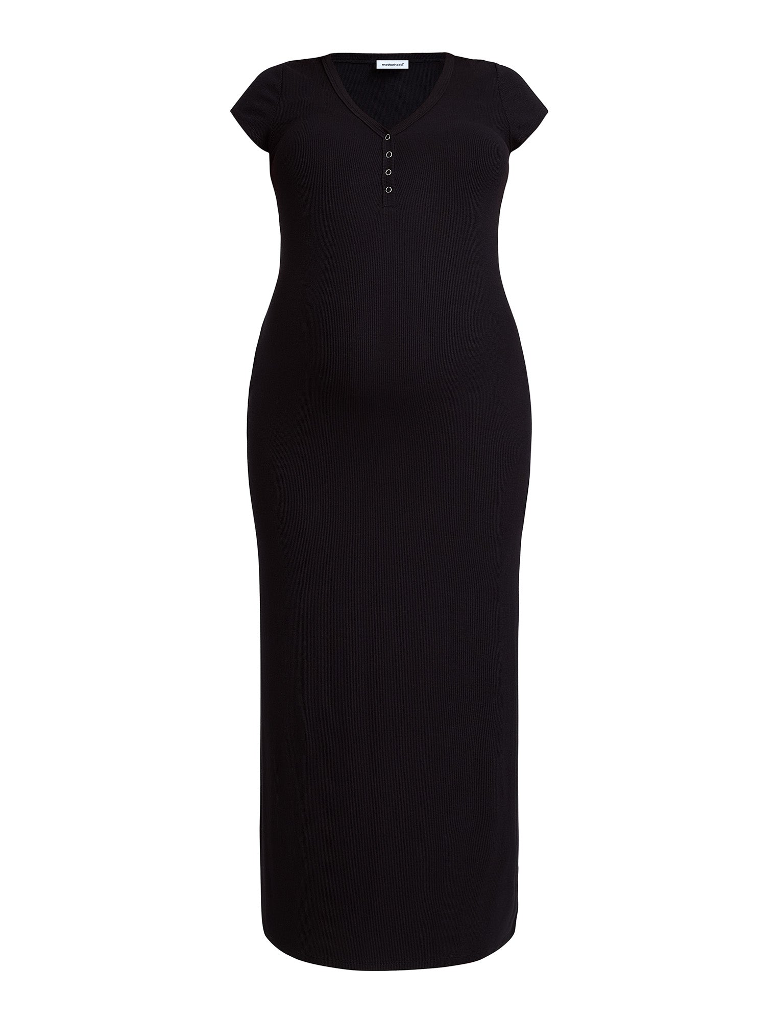 Black dress with short sleeves on a white background