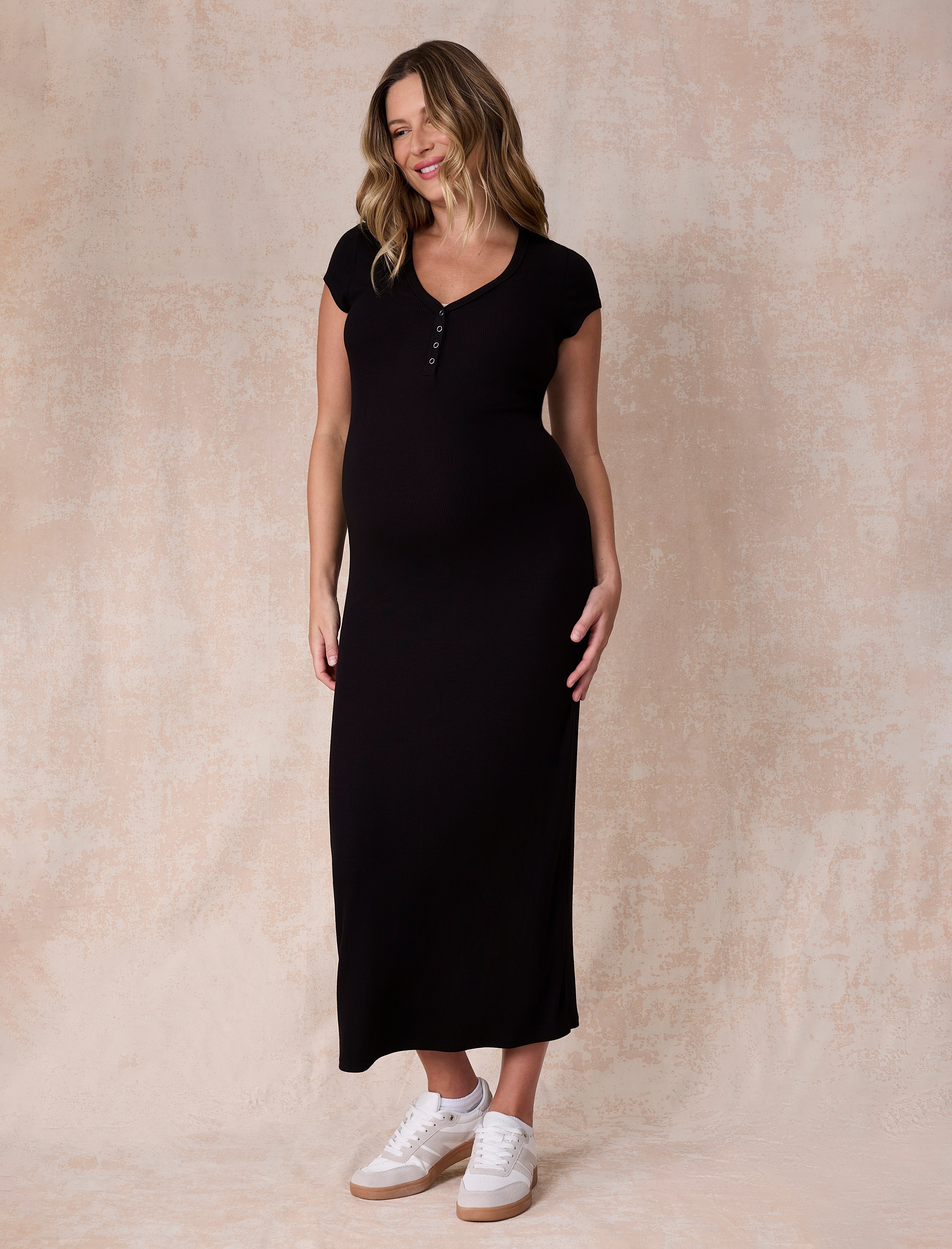 Maternity Henley Bodycon Maxi Dress