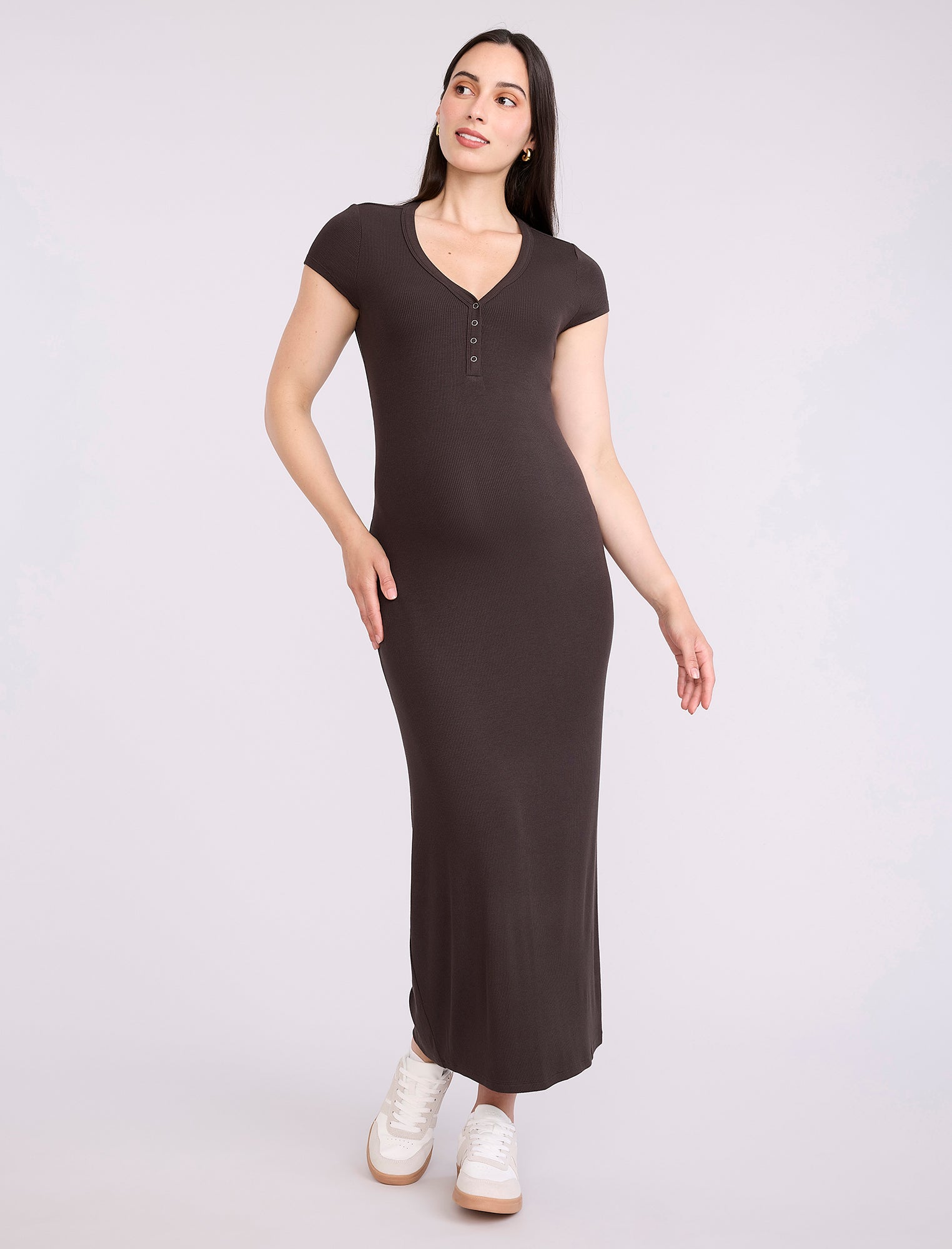 Maternity Henley Bodycon Maxi Dress