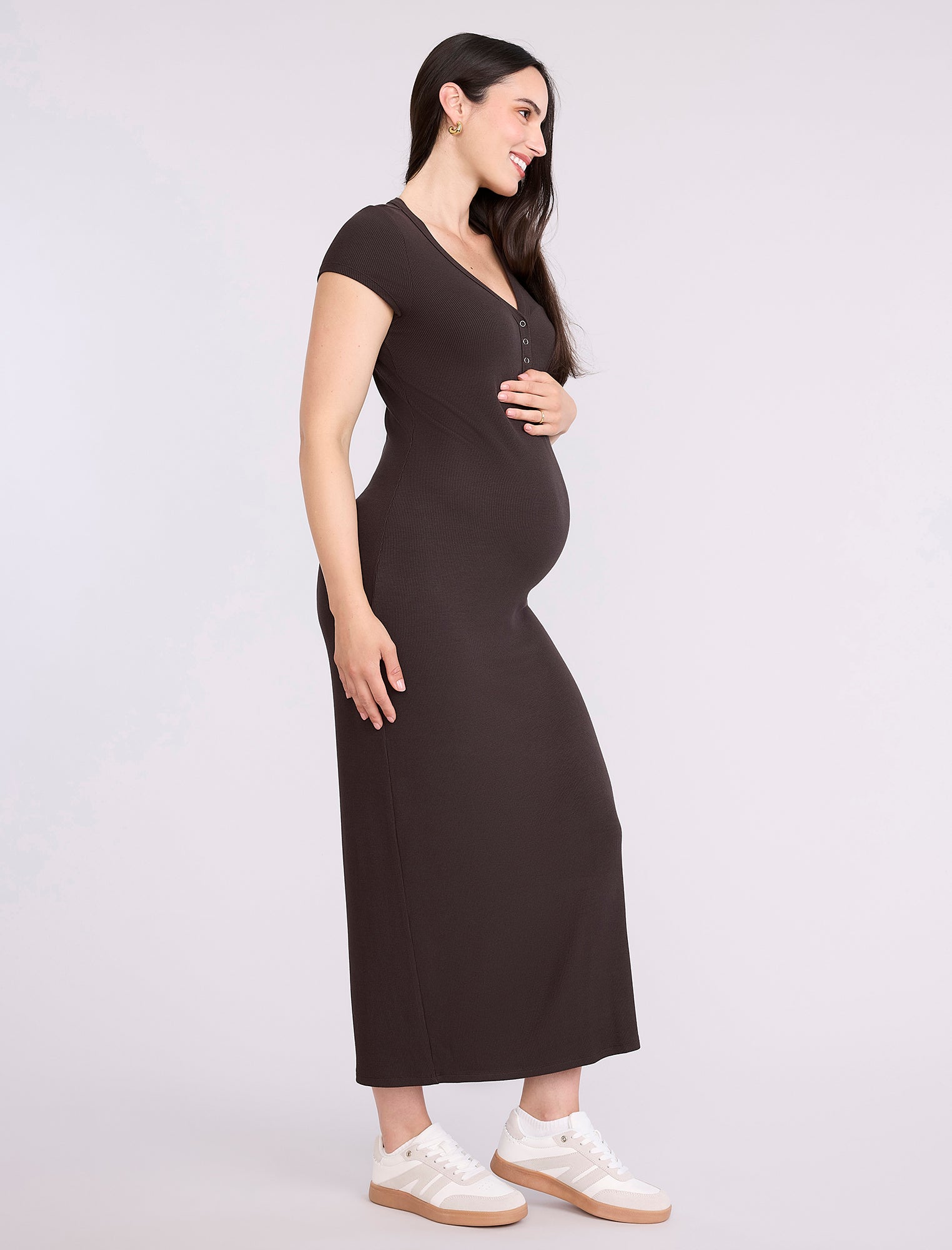Maternity Henley Bodycon Maxi Dress