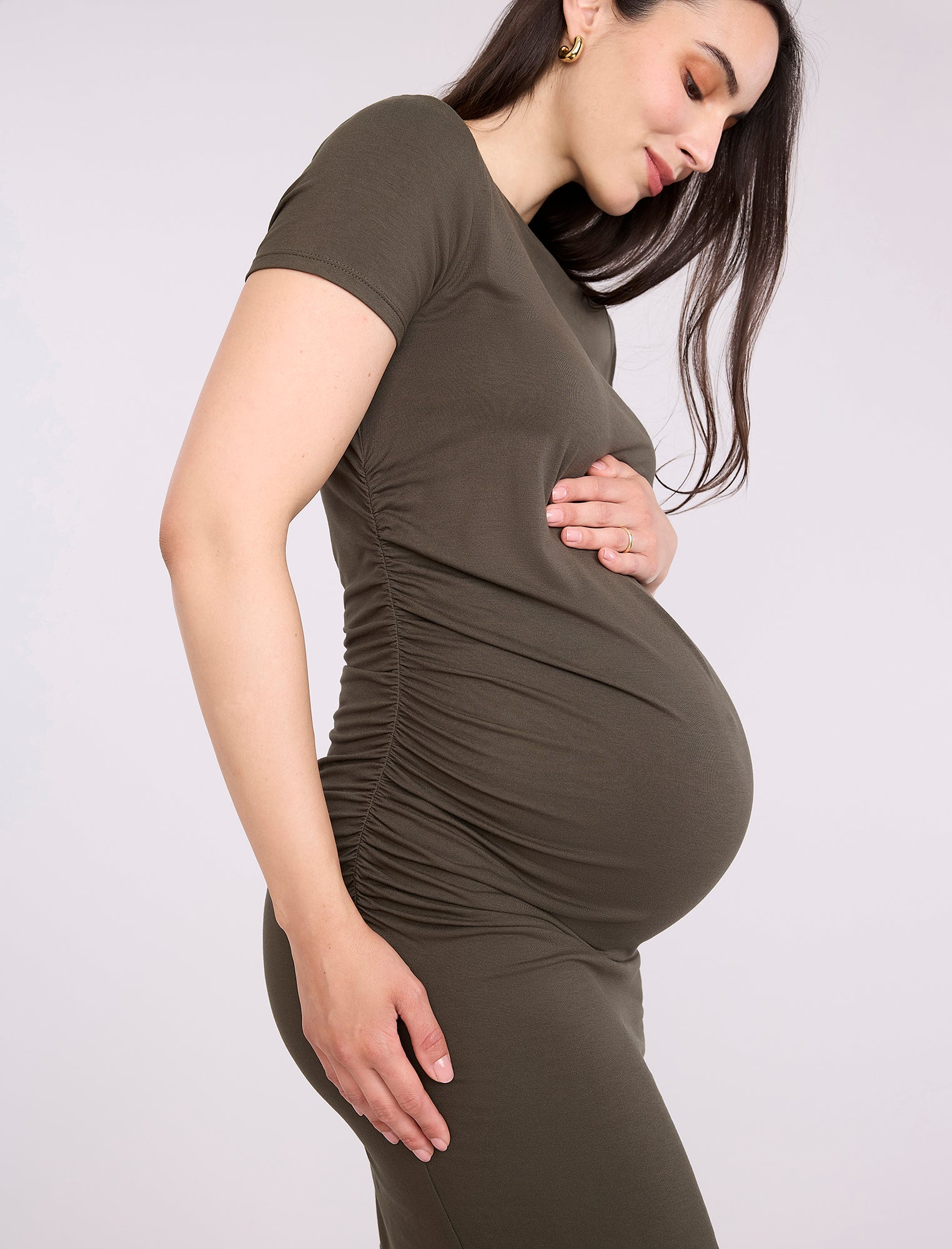 Maternity Ruched Bodycon Mini Dress