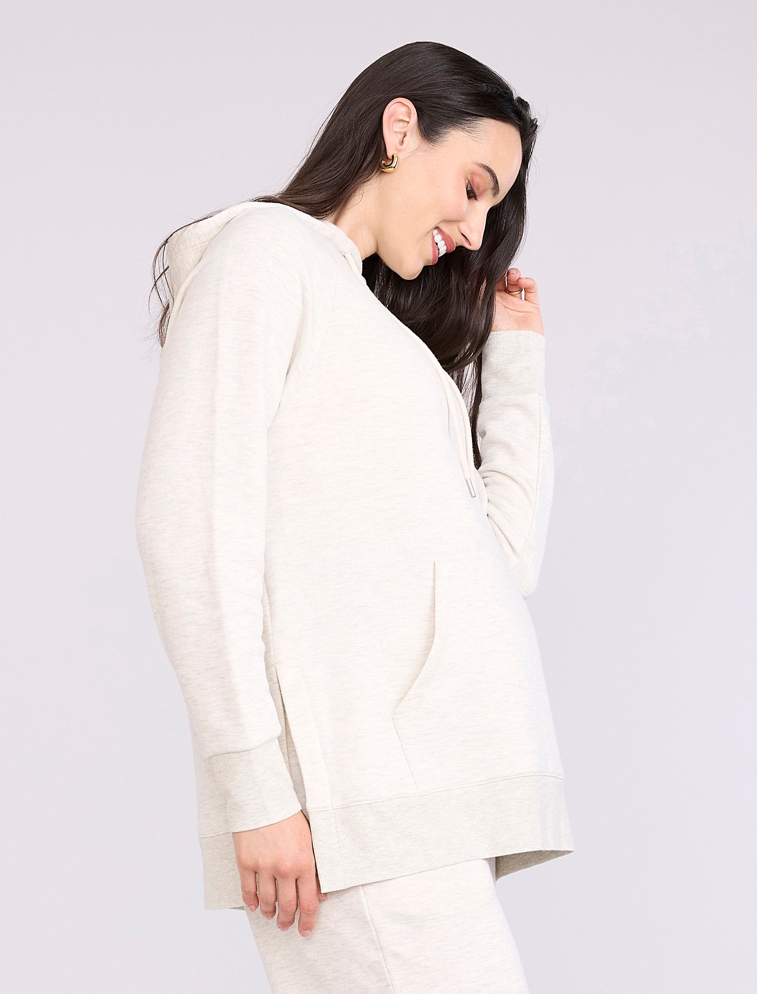 Maternity Tunic Hoodie with Side Slits