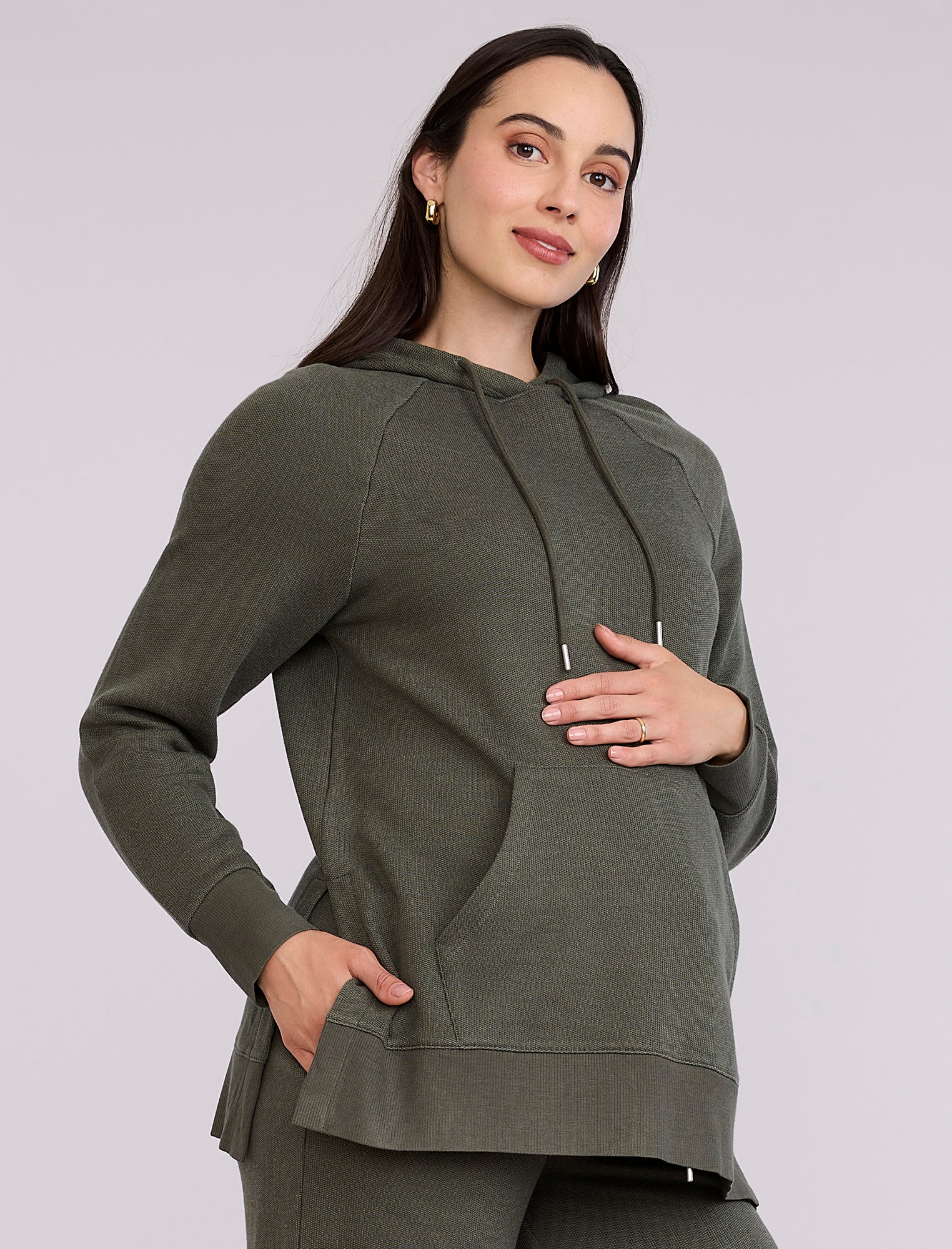 Maternity Tunic Hoodie with Side Slits