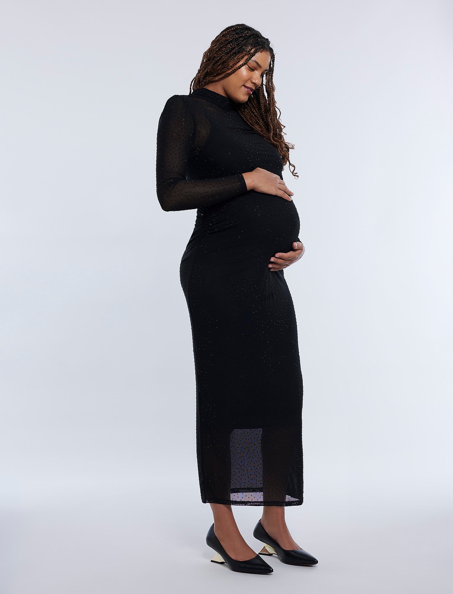 Long Sleeve Bodycon Maxi Dress in Mesh