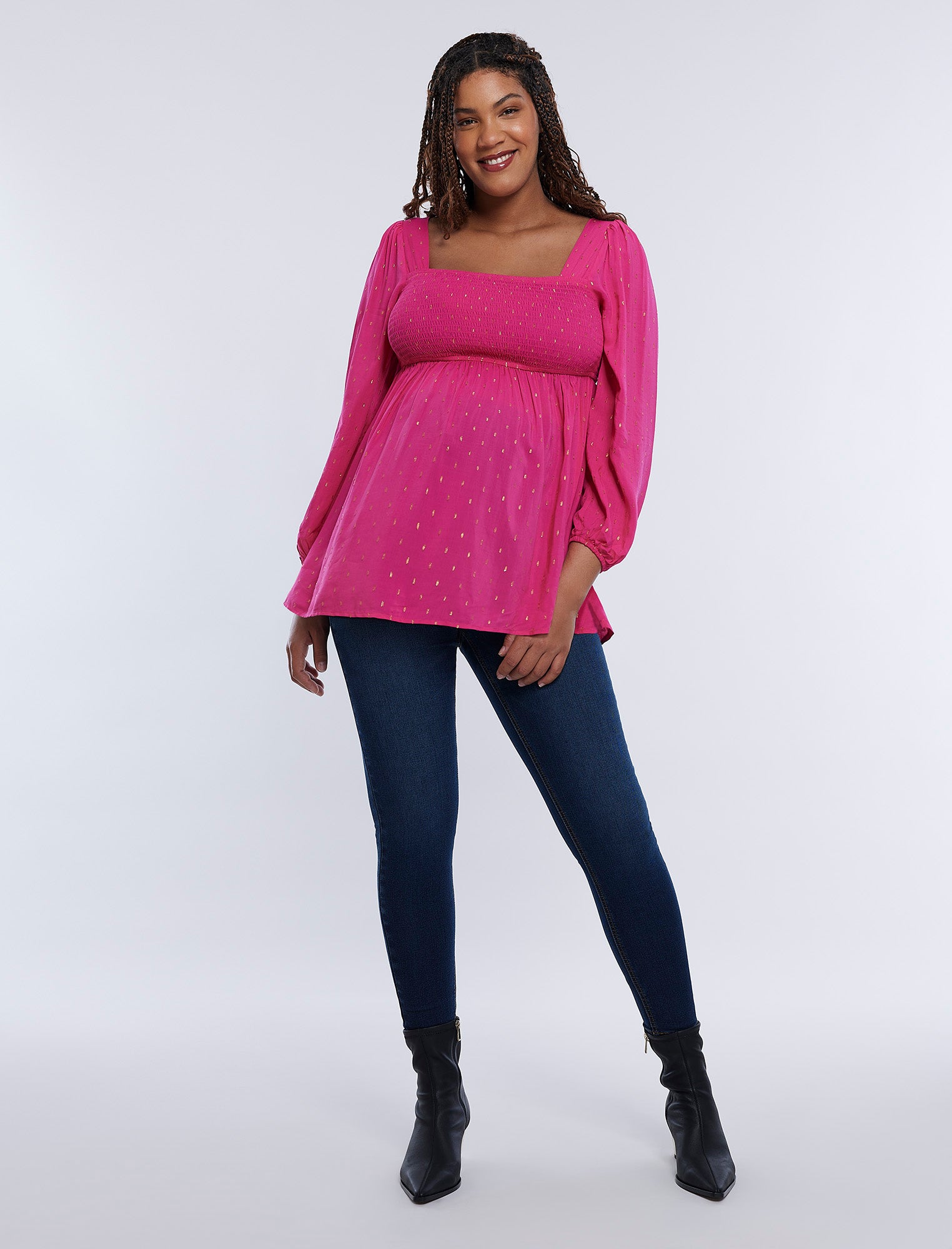 Long Sleeve Mocked Empire Waist Top