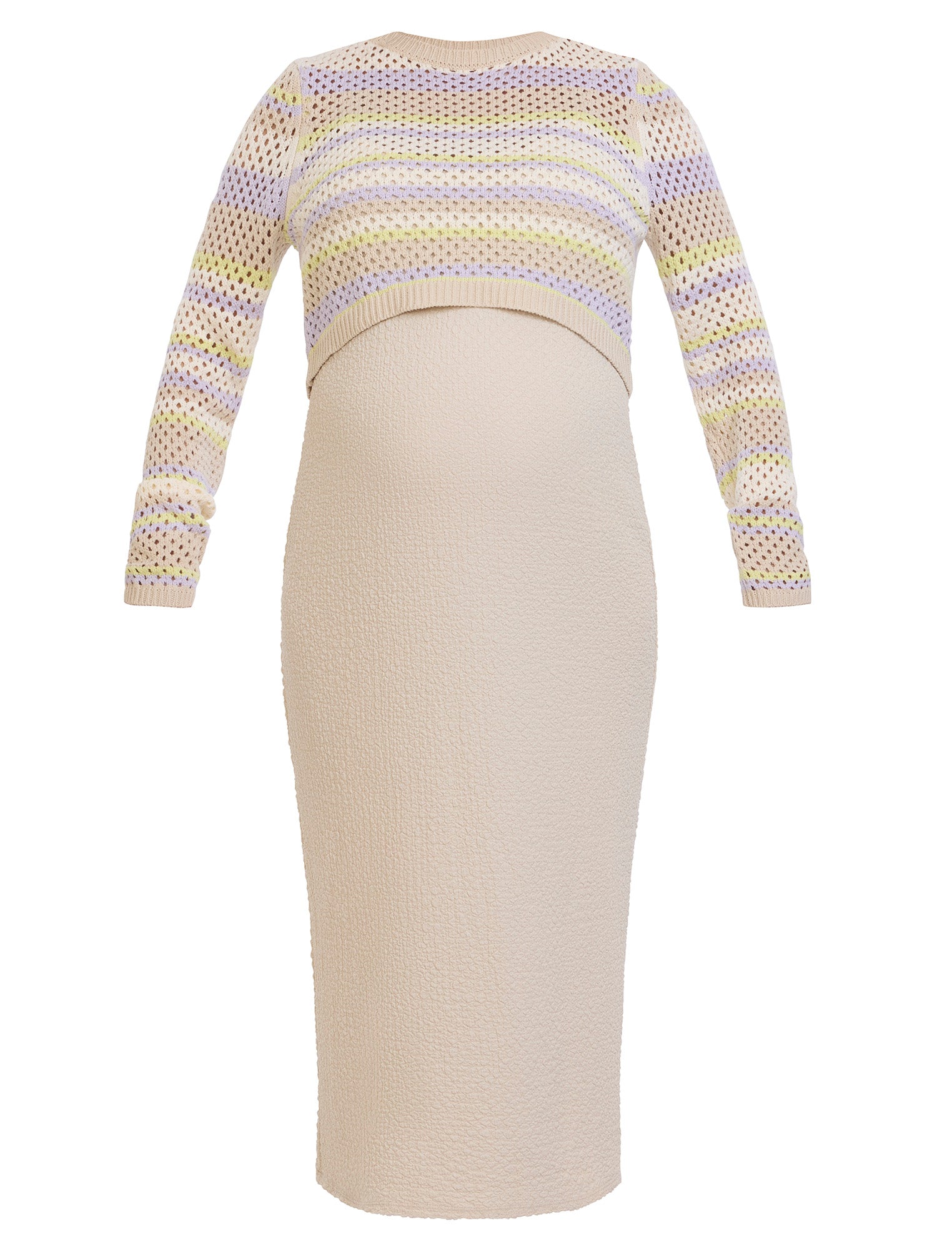 Textured Twofer Midi Dress