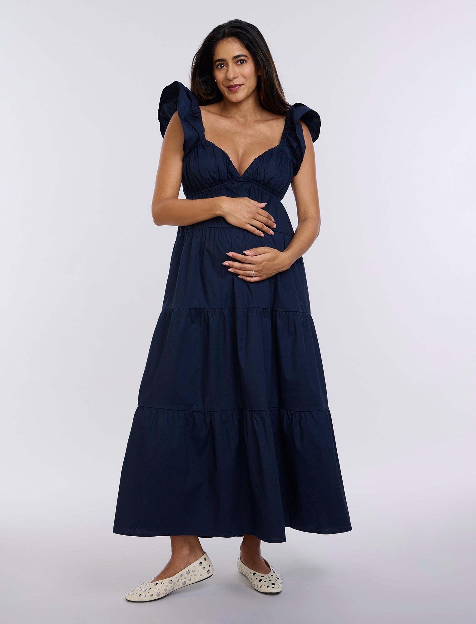 Empire Ruffle Sleeve Maxi Dress