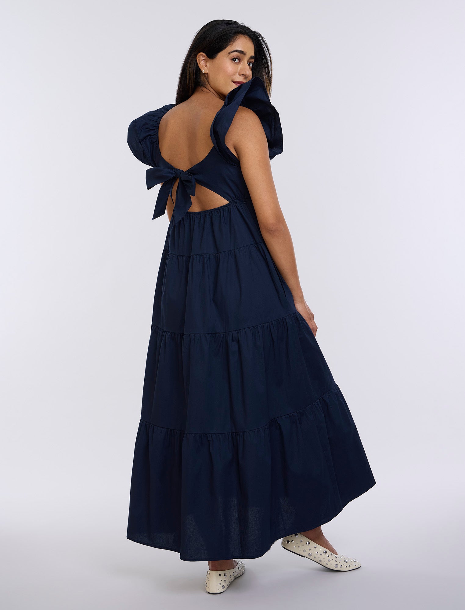 Empire Ruffle Sleeve Maxi Dress