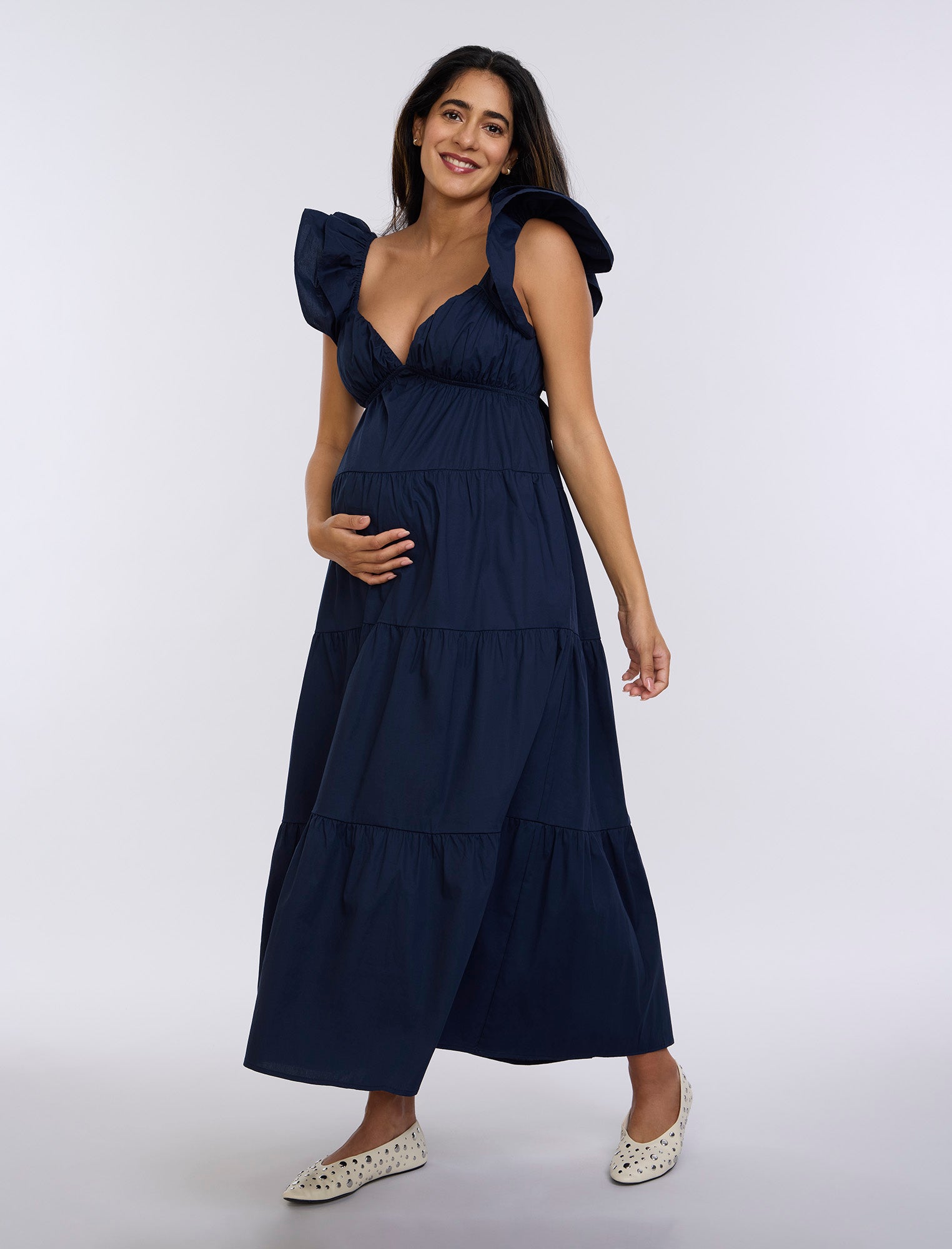 Empire Ruffle Sleeve Maxi Dress