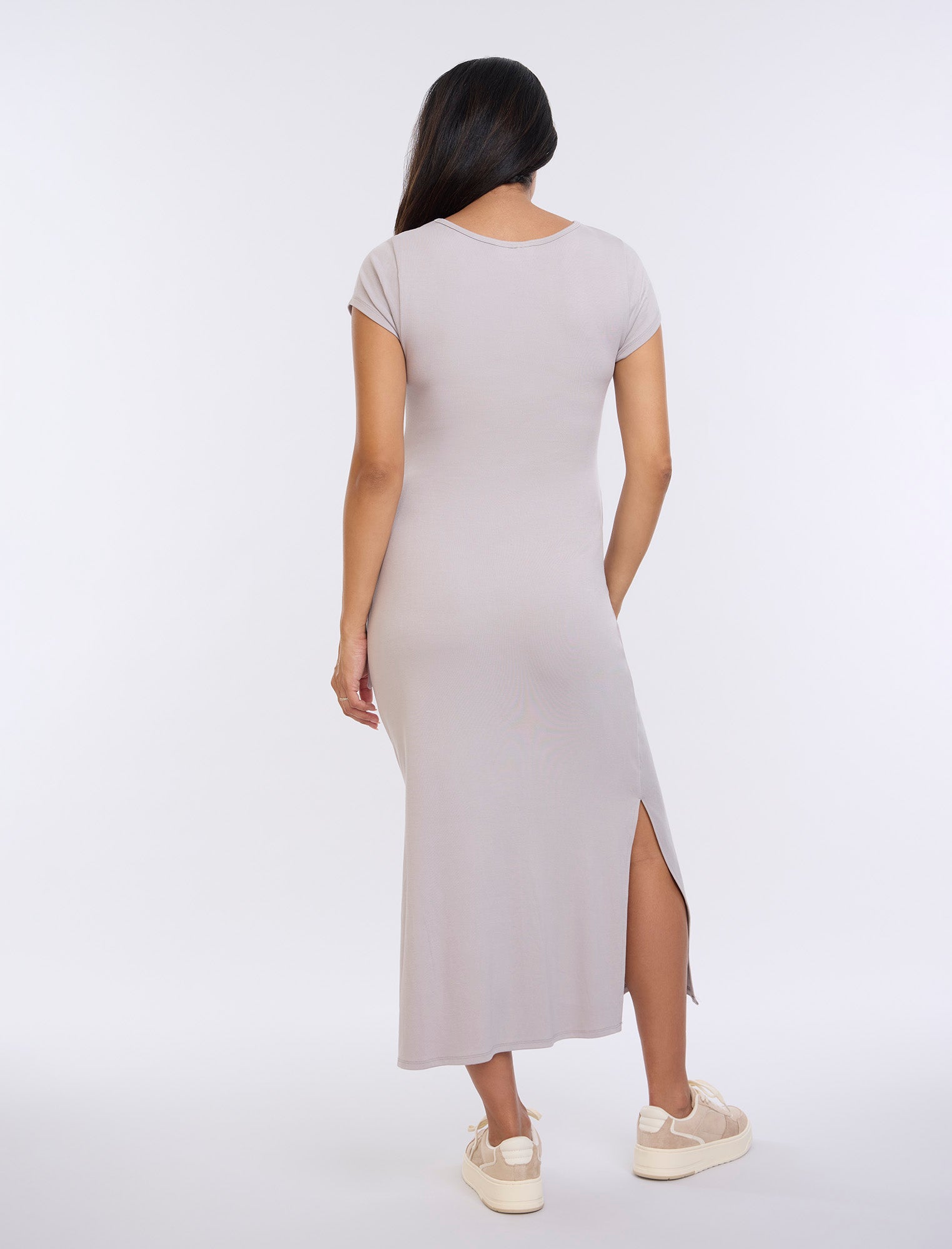 Side Tie Jersey Midi Dress