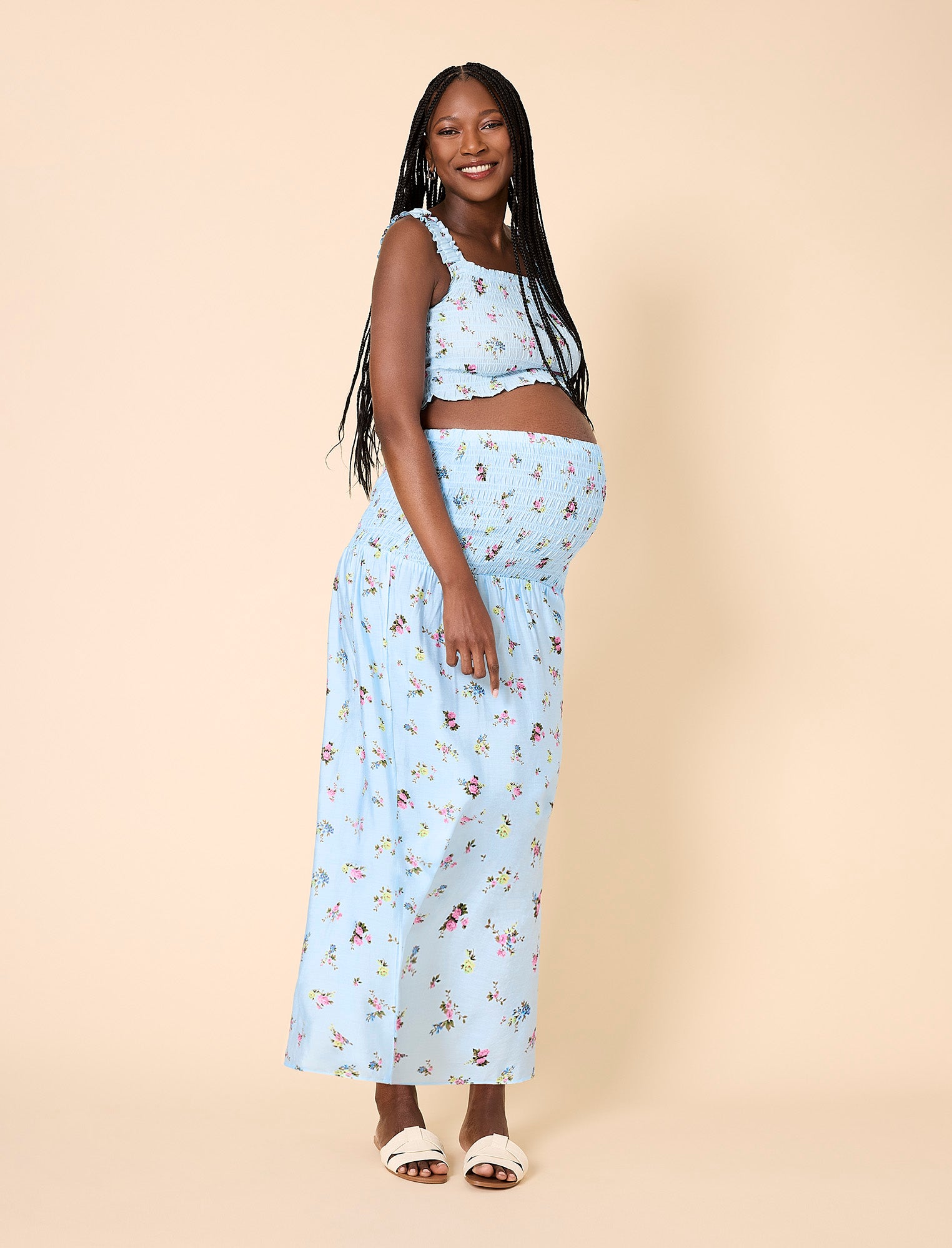 Smocked Crop Top Maxi Skirt Set