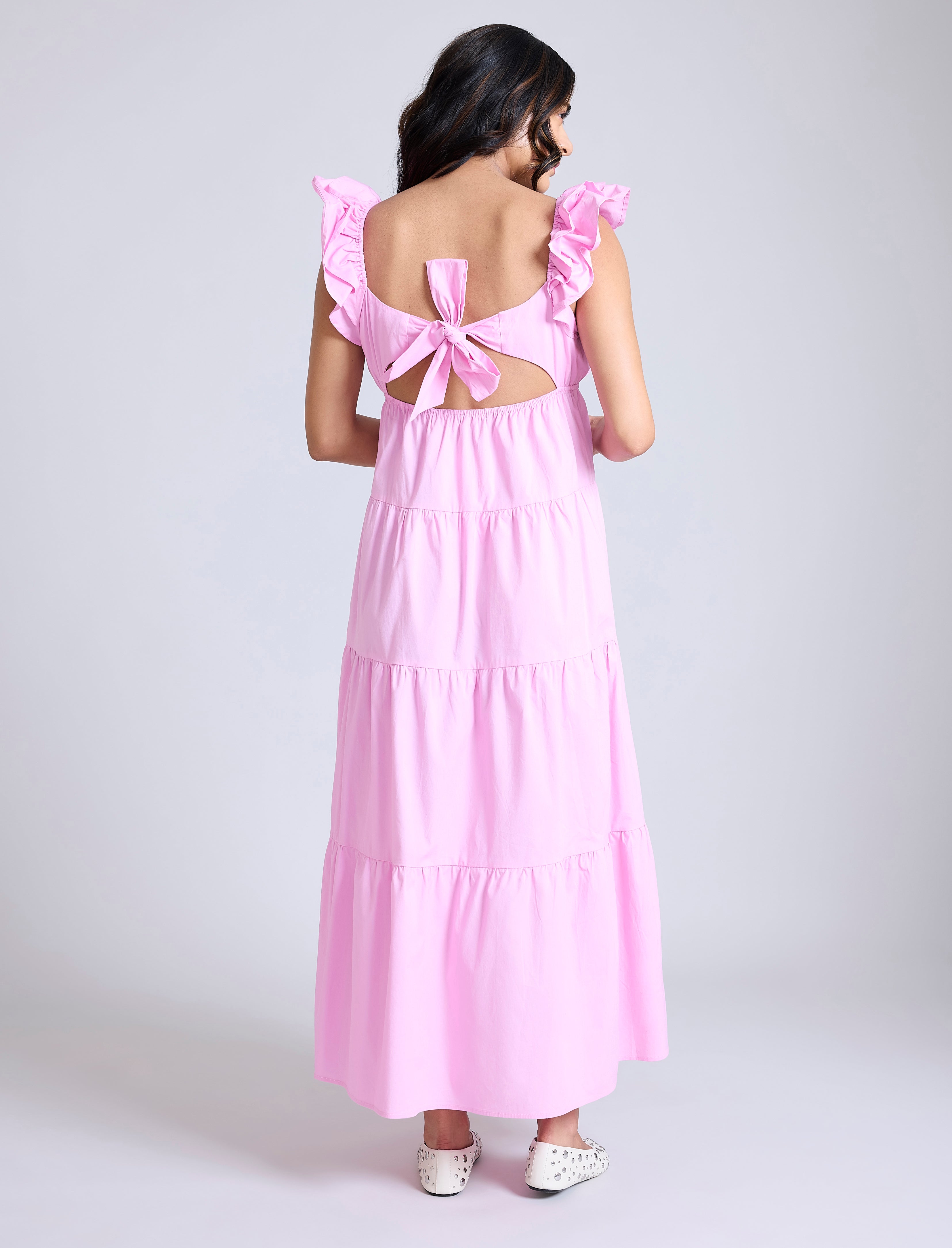 Empire Ruffle Sleeve Maxi Dress