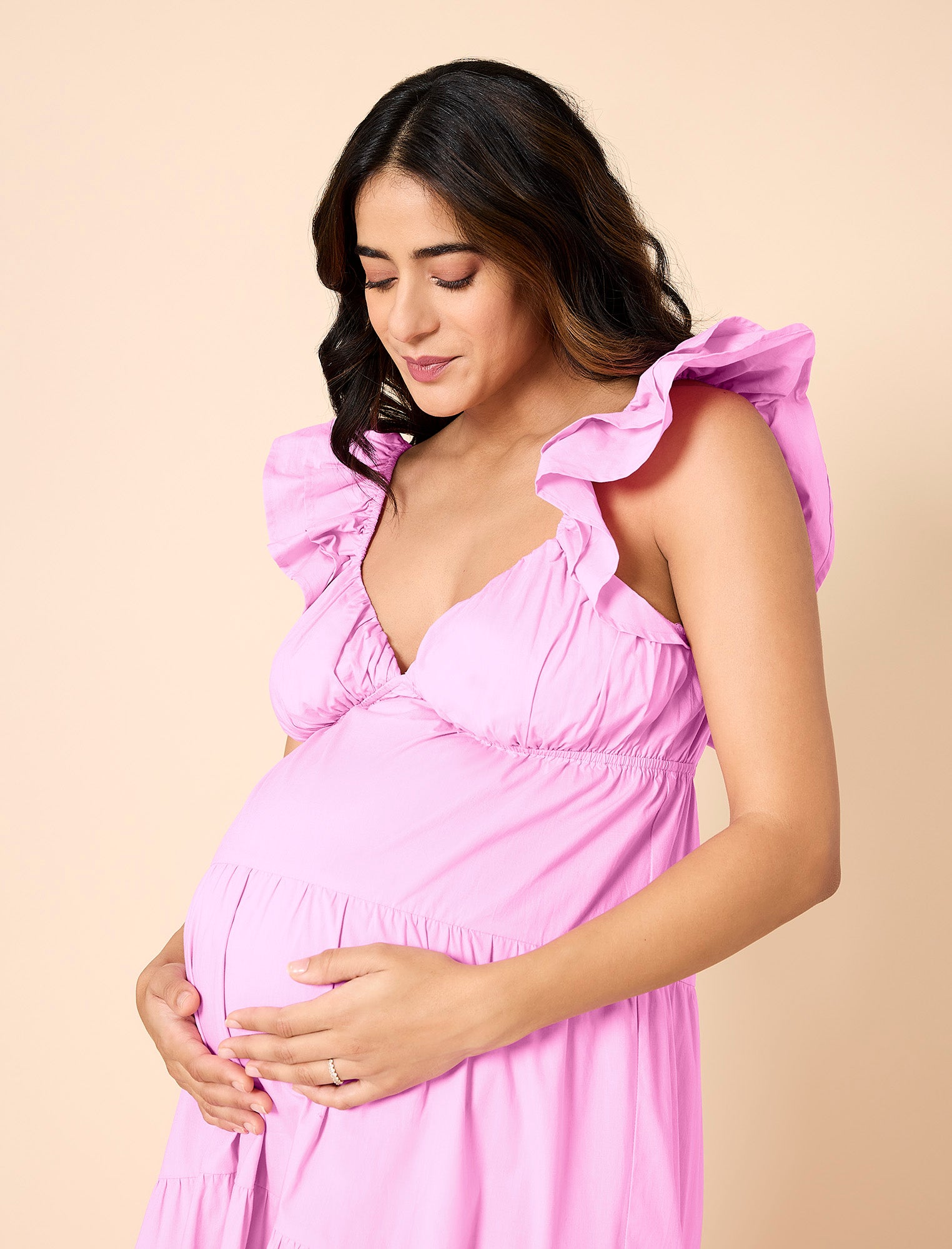 Empire Ruffle Sleeve Maxi Dress