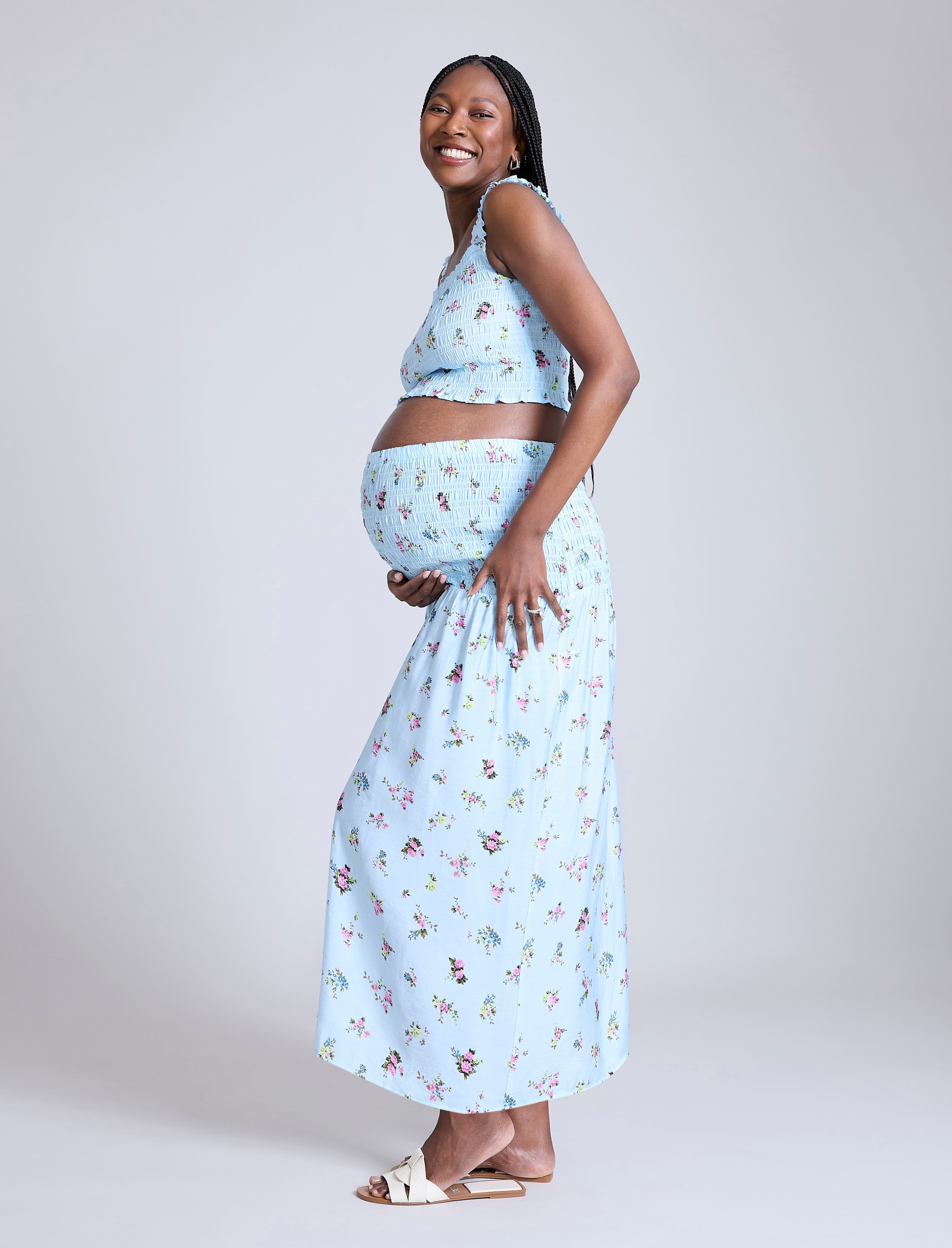 Smocked Crop Top Maxi Skirt Set