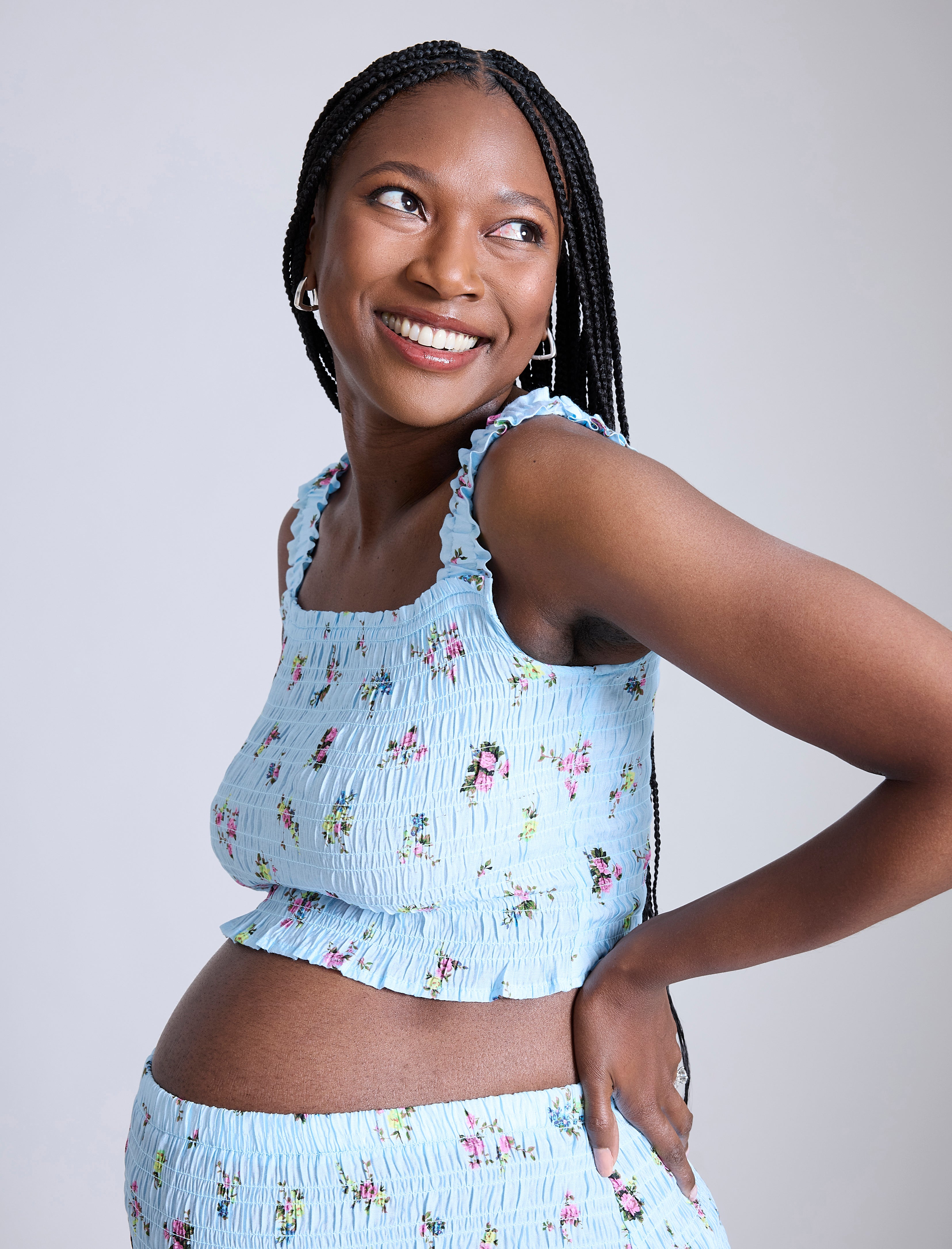 Smocked Crop Top Maxi Skirt Set